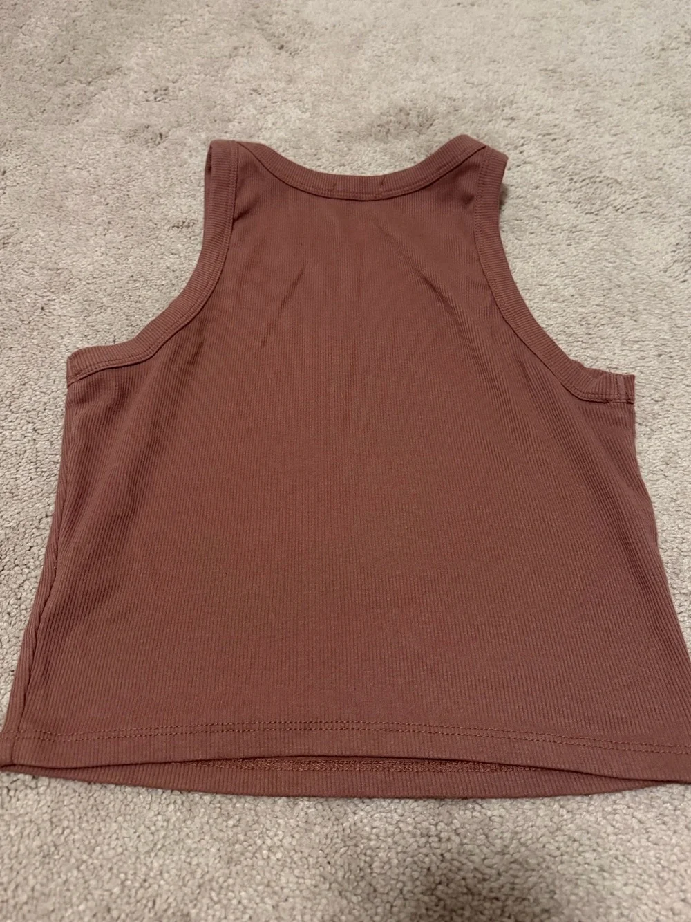 Heart Hips Ribbed V-Neck Cropped Tank - Brown